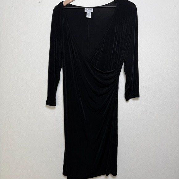 Chico's Dresses & Skirts - Chico's Travelers Women Dress Large Black Ruched Waist Long Sleeve Party Holiday
